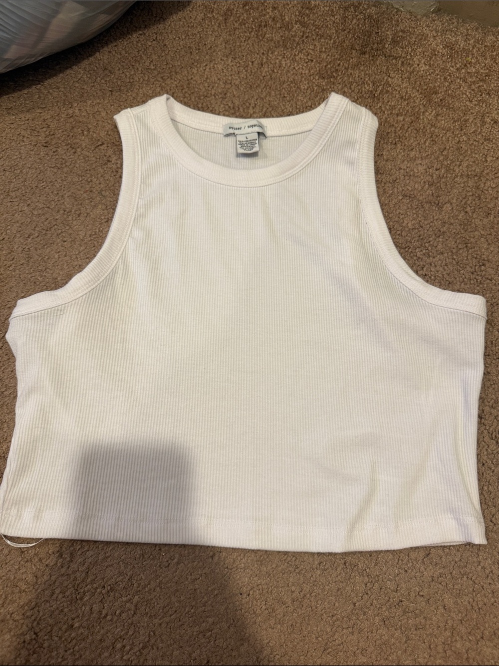 Better together- White Ribbed Cropped Tank Top- new